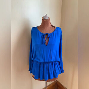 Jack by BB Dakota blouse, blue peplum shirt, party, work, casual